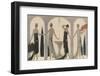 Sensually Draped Dresses with Narrow Beaded Straps Square Necklines and Detailing Over One Hip-Georges Barbier-Framed Premium Photographic Print