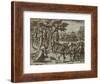 Sentence to Hanging of Some Men of Christopher Columbus in New World, 1590-Theodore de Bry-Framed Giclee Print