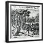 Sentence to Hanging of Some Men of Christopher Columbus in the New World, 1590-Theodore de Bry-Framed Premium Giclee Print