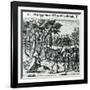 Sentence to Hanging of Some Men of Christopher Columbus in the New World, 1590-Theodore de Bry-Framed Giclee Print