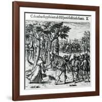 Sentence to Hanging of Some Men of Christopher Columbus in the New World, 1590-Theodore de Bry-Framed Giclee Print