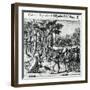 Sentence to Hanging of Some Men of Christopher Columbus in the New World, 1590-Theodore de Bry-Framed Giclee Print