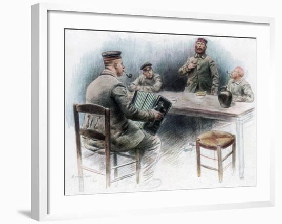 Sentimental Ballad in the Canteen, German Prisoners of War in Dinan, France, 1915-Maurice Orange-Framed Giclee Print