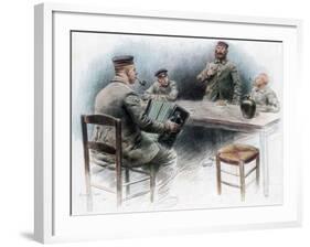 Sentimental Ballad in the Canteen, German Prisoners of War in Dinan, France, 1915-Maurice Orange-Framed Giclee Print