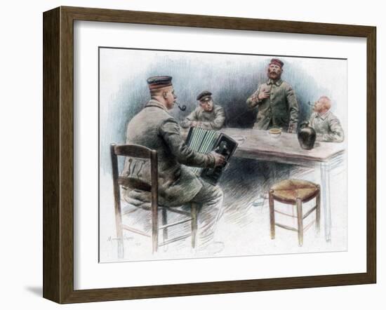 Sentimental Ballad in the Canteen, German Prisoners of War in Dinan, France, 1915-Maurice Orange-Framed Giclee Print