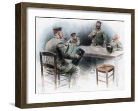 Sentimental Ballad in the Canteen, German Prisoners of War in Dinan, France, 1915-Maurice Orange-Framed Giclee Print