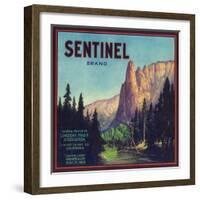 Sentinel Orange Label - Lindsay, CA-Lantern Press-Framed Art Print