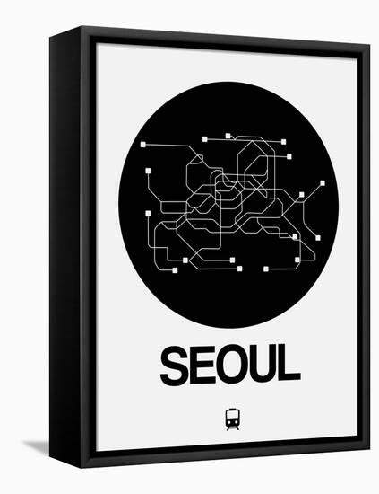 Seoul Black Subway Map-NaxArt-Framed Stretched Canvas