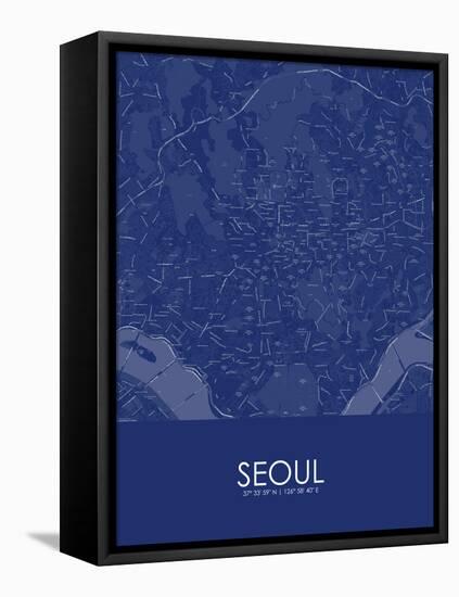 Seoul, Korea, Republic of Blue Map-null-Framed Stretched Canvas