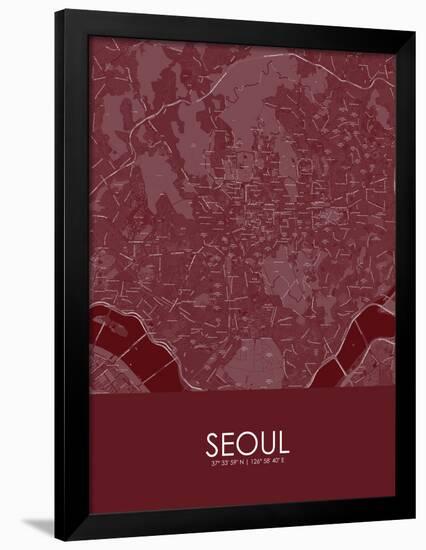 Seoul, Korea, Republic of Red Map-null-Framed Poster