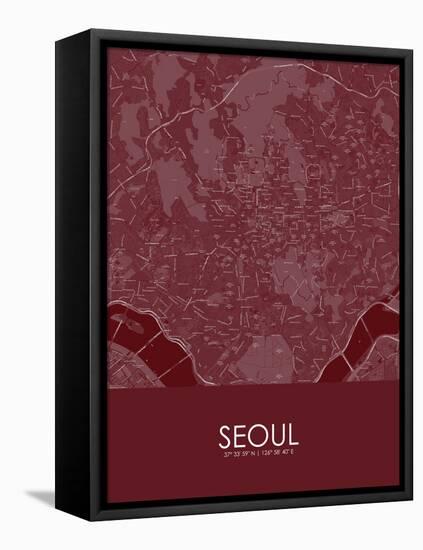 Seoul, Korea, Republic of Red Map-null-Framed Stretched Canvas