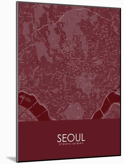 Seoul, Korea, Republic of Red Map-null-Mounted Poster