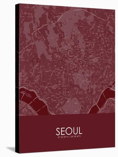 Seoul, Korea, Republic of Red Map-null-Stretched Canvas