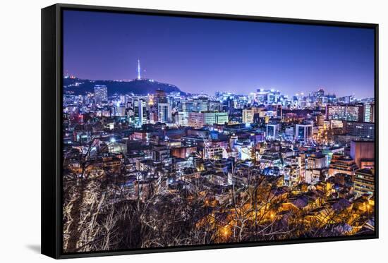 Seoul, South Korea Skyline with Namsan Mountain and Seoul Tower.-SeanPavonePhoto-Framed Stretched Canvas