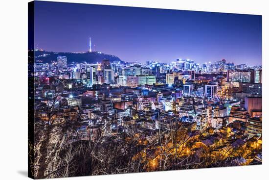 Seoul, South Korea Skyline with Namsan Mountain and Seoul Tower.-SeanPavonePhoto-Stretched Canvas