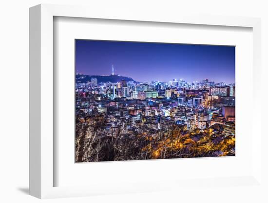 Seoul, South Korea Skyline with Namsan Mountain and Seoul Tower.-SeanPavonePhoto-Framed Photographic Print