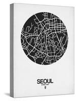 Seoul Street Map Black on White-NaxArt-Stretched Canvas
