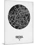 Seoul Street Map Black on White-NaxArt-Mounted Art Print