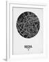 Seoul Street Map Black on White-NaxArt-Framed Art Print