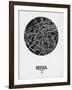 Seoul Street Map Black on White-NaxArt-Framed Art Print