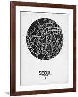 Seoul Street Map Black on White-NaxArt-Framed Art Print