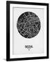 Seoul Street Map Black on White-NaxArt-Framed Art Print