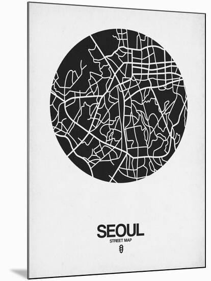 Seoul Street Map Black on White-NaxArt-Mounted Art Print