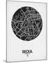 Seoul Street Map Black on White-NaxArt-Mounted Art Print