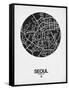 Seoul Street Map Black on White-NaxArt-Framed Stretched Canvas