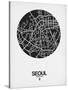 Seoul Street Map Black on White-NaxArt-Stretched Canvas