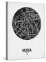 Seoul Street Map Black on White-NaxArt-Stretched Canvas