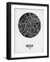 Seoul Street Map Black on White-NaxArt-Framed Art Print