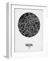 Seoul Street Map Black on White-NaxArt-Framed Art Print