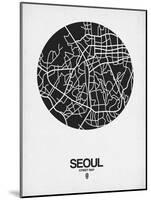 Seoul Street Map Black on White-NaxArt-Mounted Art Print