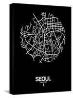 Seoul Street Map Black-NaxArt-Stretched Canvas