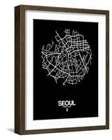 Seoul Street Map Black-NaxArt-Framed Art Print