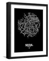 Seoul Street Map Black-NaxArt-Framed Art Print