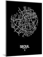 Seoul Street Map Black-NaxArt-Mounted Art Print