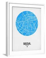 Seoul Street Map Blue-NaxArt-Framed Art Print