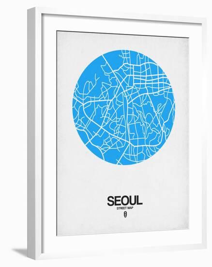 Seoul Street Map Blue-NaxArt-Framed Art Print