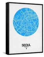 Seoul Street Map Blue-NaxArt-Framed Stretched Canvas