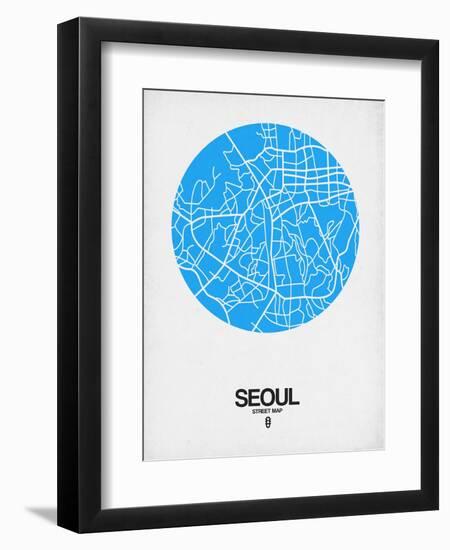 Seoul Street Map Blue-NaxArt-Framed Art Print