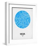 Seoul Street Map Blue-NaxArt-Framed Art Print