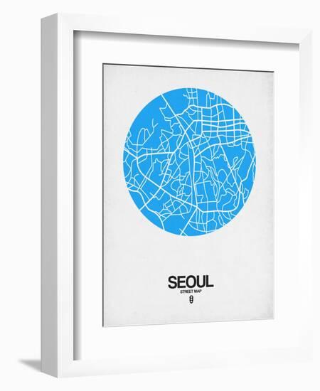 Seoul Street Map Blue-NaxArt-Framed Art Print