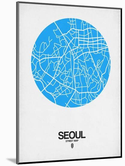 Seoul Street Map Blue-NaxArt-Mounted Art Print