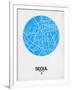 Seoul Street Map Blue-NaxArt-Framed Art Print