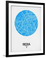 Seoul Street Map Blue-NaxArt-Framed Art Print