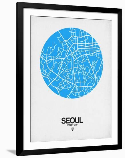 Seoul Street Map Blue-NaxArt-Framed Art Print