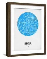 Seoul Street Map Blue-NaxArt-Framed Art Print