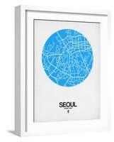 Seoul Street Map Blue-NaxArt-Framed Art Print